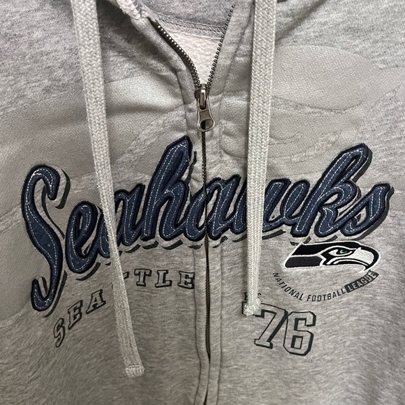 Seattle Seahawks Embroidered Hoodie with Exposed Seams. EUC - Picture 4 of 7